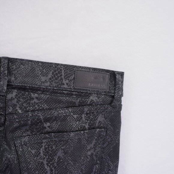 Express Stretch Ankle Legging Snakeskin Denim Black 6R Denim Jeans 29 / 28.5 - Picture 5 of 8